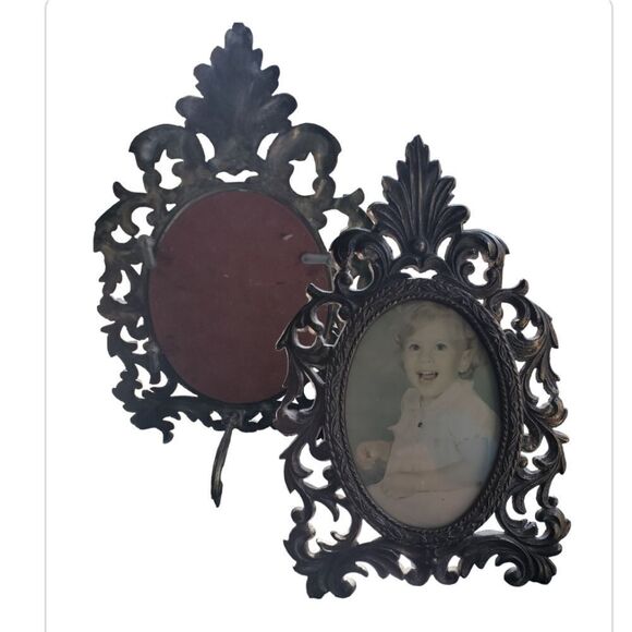 Antique Ornate Metal Picture Frame - Picture 1 of 7